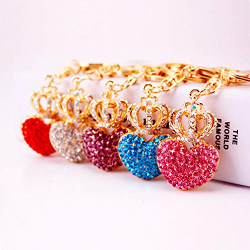 Cute Love Heart and Crown Shape Crystal Rhinestone Sparkling Keychain Bag Pendant Handbag Charm for Women Girls2