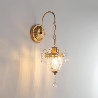 d Crystal Wall Sconce Vintage Ornate Light Fixture with Ribbed Glass Sha...