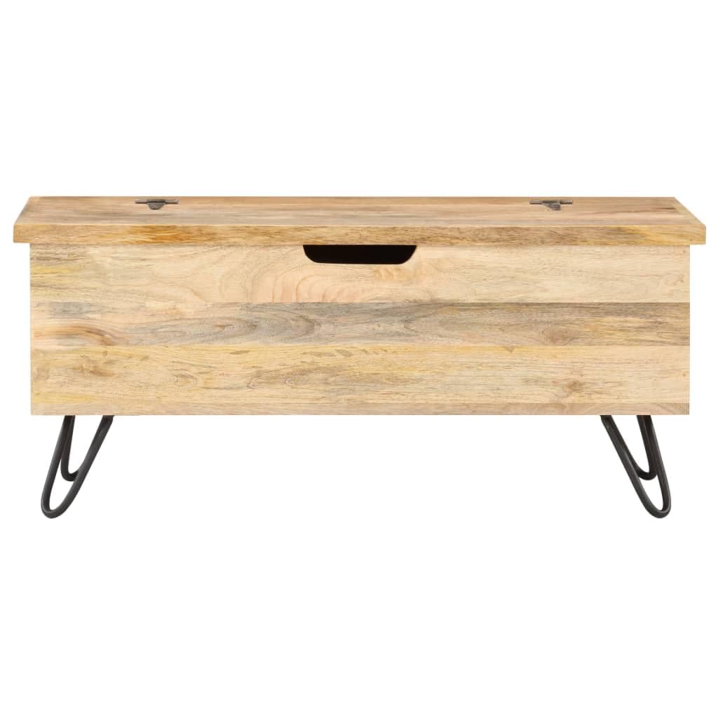 Baúl de almacenamiento 90 x 40 x 45 cm, mango de madera maciza con patas de acero, caja versátil, banco, espacio de almacenamiento para salón, dormitorio, pasillo, habitación de los niños