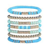 Lot De 5 Bracelets Tortue Tissés à Cordon En Perles Bleu Ciel Style