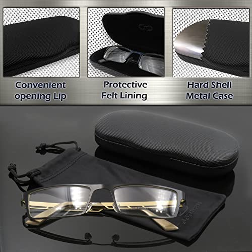 Men Hard Eyeglass Cases With Microfiber Cleaning Cloth - Black Eyeglass Case | Glasses Case Hard Shell For Small To Medium Frames Men Hard Glasses Case (As196 Rough Black) #TOP2