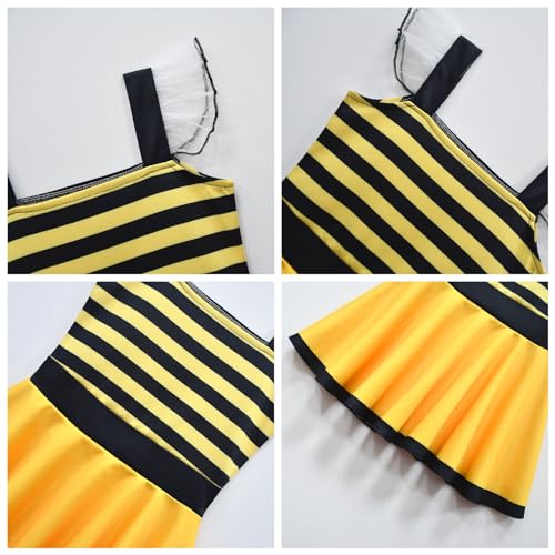 Girls Bumble Beei Animal Summer Square Neck Flounce Hem Casual Dress for Kids Halloween3