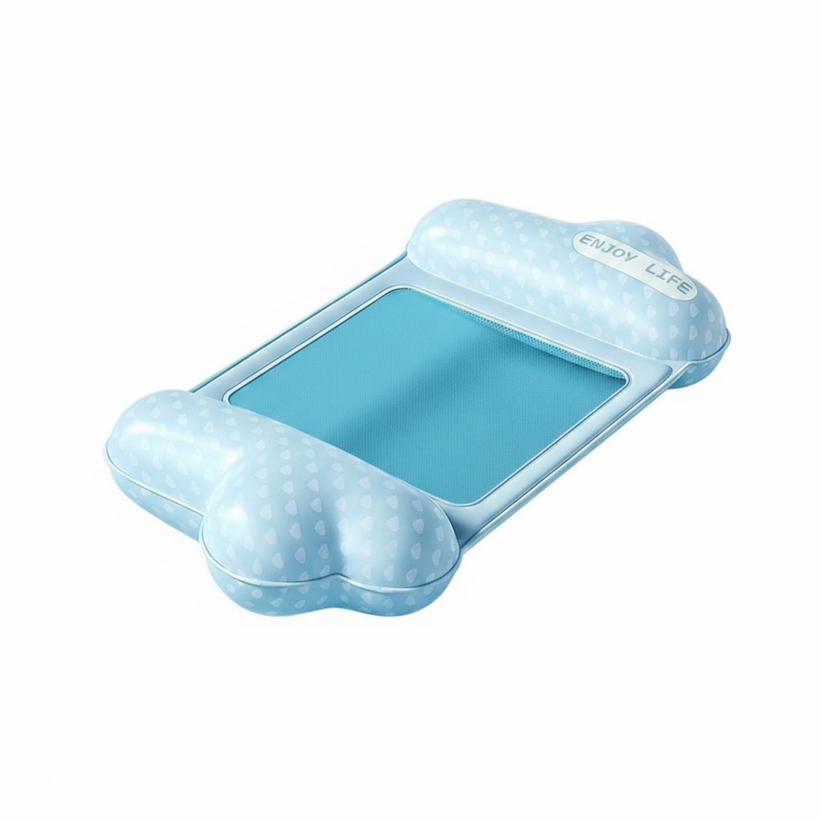 Two Air Chambers Mesh Lounge Mat Raised Side Sections Floating Lounge Mat with Pump Inflatable Pool Mat Rectangular for Adults, Children, Beach, Blue, 2-Tube-image-22