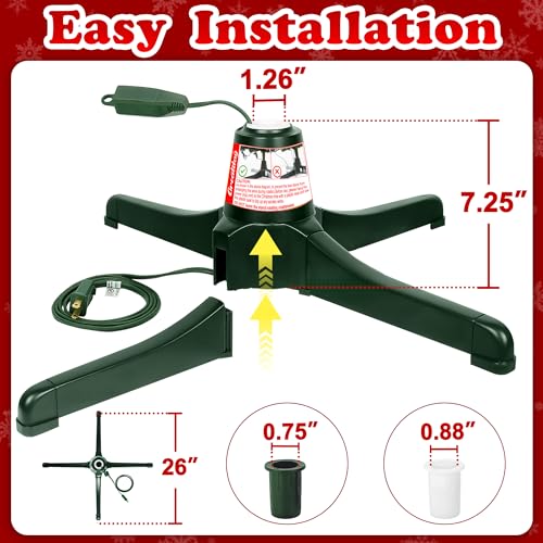 Greatday Rotating Tree Stand,360-Degree Rotating Christmas Tree Stand,Up To 7.5Ft And 80 Pounds Artificial Tree,With 3 Settings Trunk Diameter thumb #2