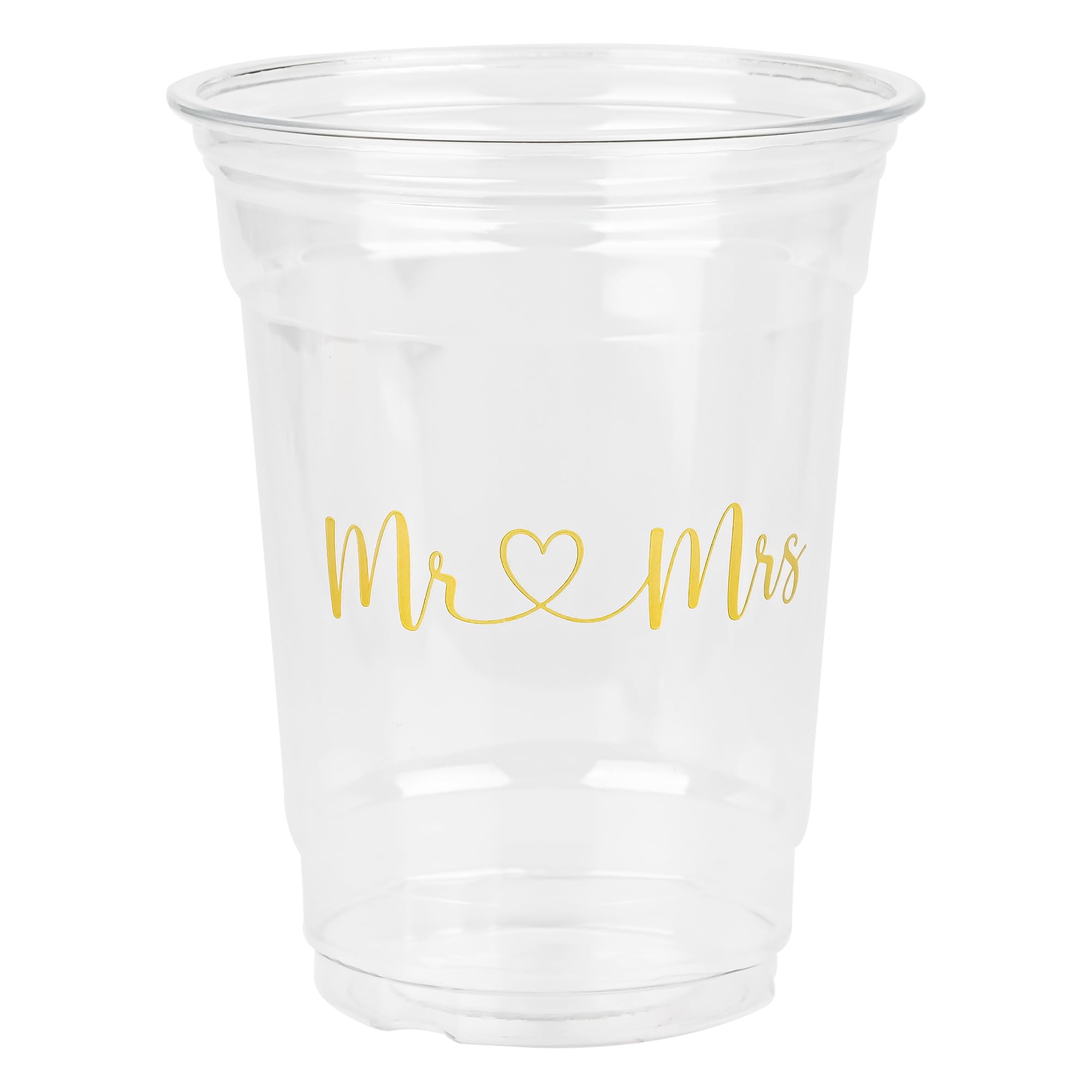 AimFun 50Pcs Mr and Mrs Plastic Cups Wedding Bridal Shower Disposable Party Cups Wedding Reception 12oz Clear Drinking Cup for Anniversary Birthday