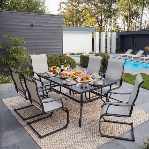 Image of NUU GARDEN 7 Piece Patio Dining Set for 6 with C-Spring Chairs