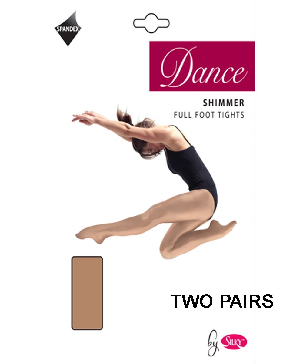 Silky Women's Toast 2 Pairs Adult Full Foot Shimmer Dance Ballet Tights 2 Pairs - Small