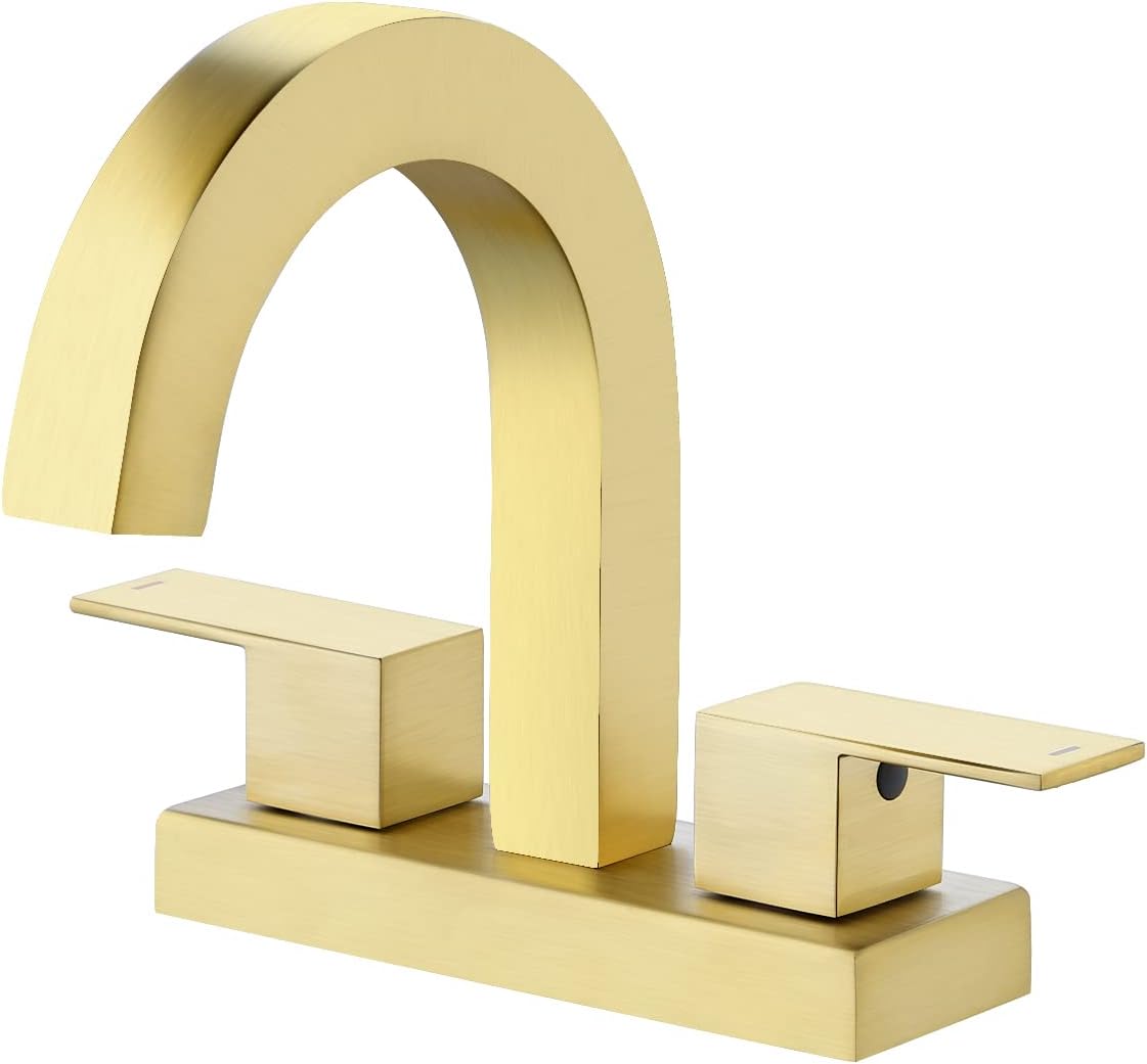 Review Product KES Brushed Brass Bathroom Faucet 4-Inch Centerset Brushed Gold Bathroom Sink Faucet Brass Construction (Supply Hose Included), L4118LF-BZ