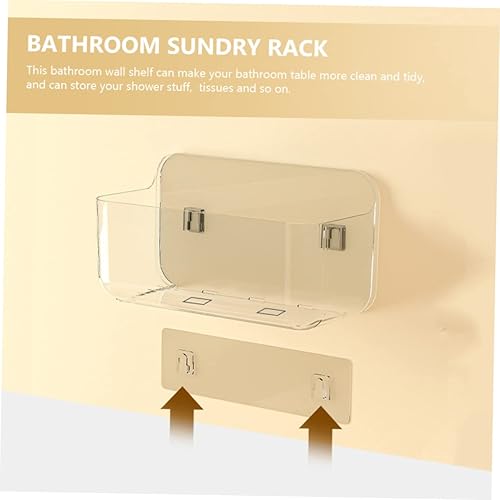 Miniatura 7 de Cabilock Estante de pared organizador de mesita de noche, estante de ducha autoadhesivo, soporte transparente, bandeja transparente, soporte