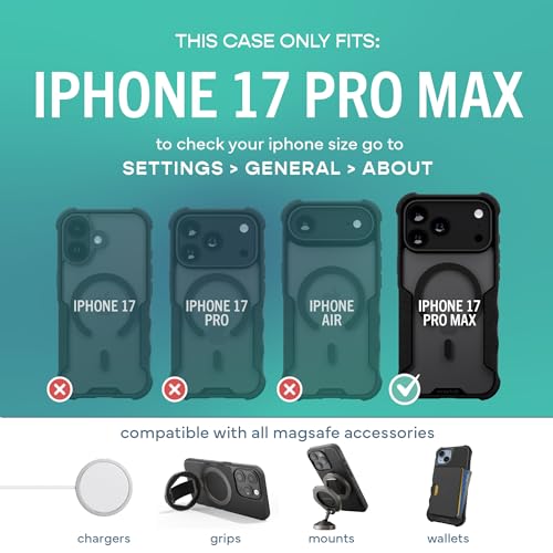 Image of Smartish iPhone 17 Pro Max MagSafe Case - Gripzilla Protective Magnetic Case for Men [Rugged + Tough] Military Grade Heavy Duty Grip Armor - Drop Tested for Apple iPhone 17 Pro Max - Clearly Black