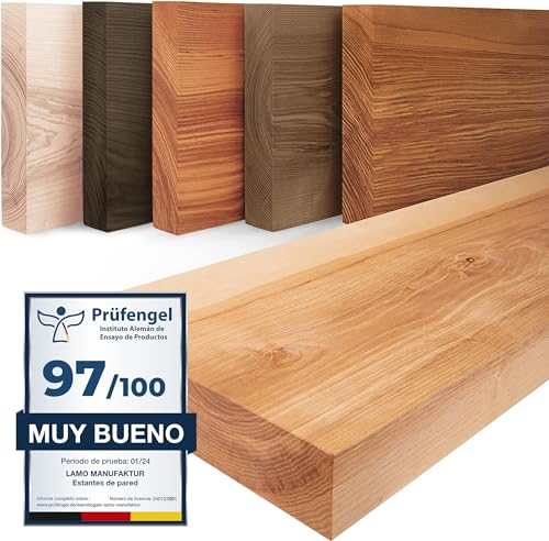 LAMO Manufaktur Estante de madera, Estante sin soportes, Estante colgante, Modelo Pure, Natural 40cm, LWG-01-A-002-40