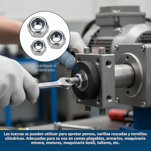 Miniatura 6 de 200 Piezas Tuercas De Bloqueo Surtidas, Tuercas De Bloqueo Automático De Acero Inoxidable, Tuercas Hexagonales, Inserciones Roscadas M3 M4 M5 M6 M8 M10 M12 Tuercas De Bloqueo De Nylon