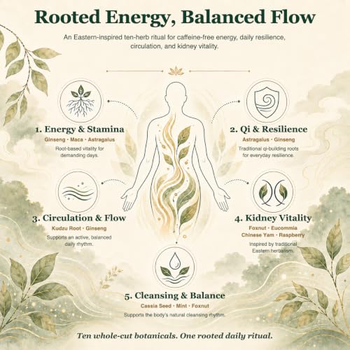 Petalixir Ginseng & Maca 10-Herb Kidney Tea, Herbal Energy for Men & Women - image 4