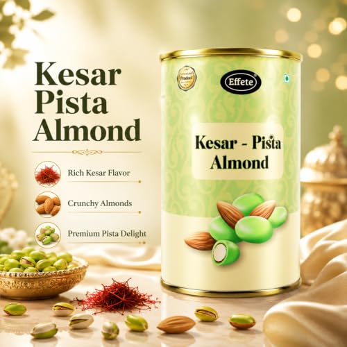 Image of Effete Choco Coated Kesar pista Chocolate Almond Can - 96gm, Chocolaty Dryfruits, Chocolicious Almonds, Dryfruits chocolates packet, chocolates gift pack, chocolate box, chocolates gift hemper