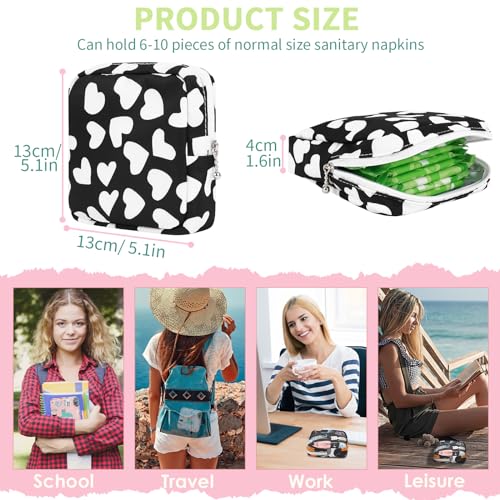 Image of Portable Period Bag for Teen Pads, Napkins, Small Tampons - Sanitary Storage Bag, First Period Gifts for Teen Girls (Hearts)