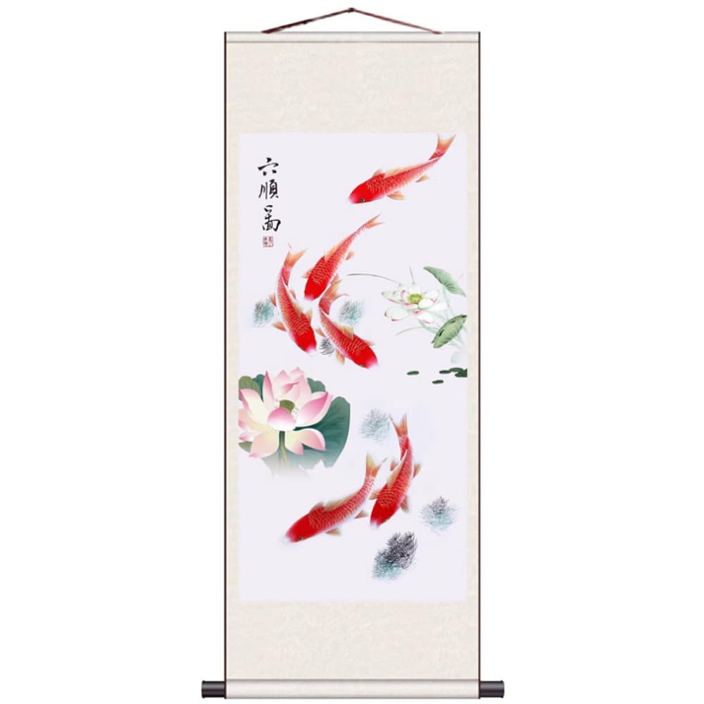 KEXYOAN Feng Shui Silk Scroll Painting Calligraphy Office Decoration