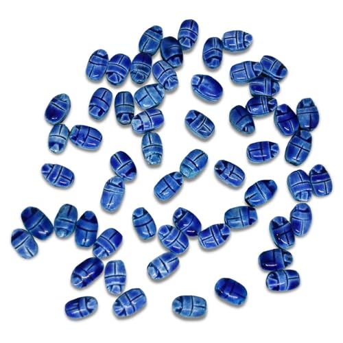 Deluxe Scarab Beetle Bug Beads Egyptian Handmade Faience Lucky Luck
