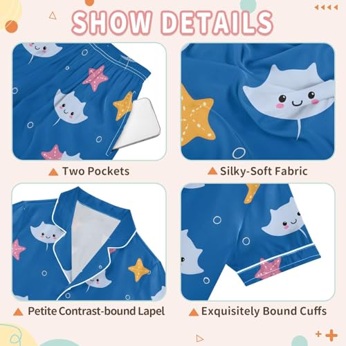Manta Fish Starfish Bubble Pajamas Set Soft Pjs Sets 2 Piece Short Sleeve Sleepwear Casual Loungewear3