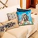 Ganshan Bi Shih Tzu with Easter Eggs Pillow Case Watercolor Dog Flowers Butterfly Spring Summer Decor Pillow Cover for Sofa Couch Canvas 20X20 Inch Double Side