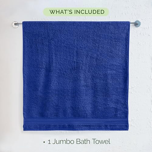 Image of Elegant Comfort Three Line Popcorn Towel Set for Bathroom 35 x 70 inches, Premium Hotel Quality 1-Pack Jumbo Towels, 100% Turkish Cotton, Soft and Durable, Quick Dry and Highly Absorbent, Cobalt Blue