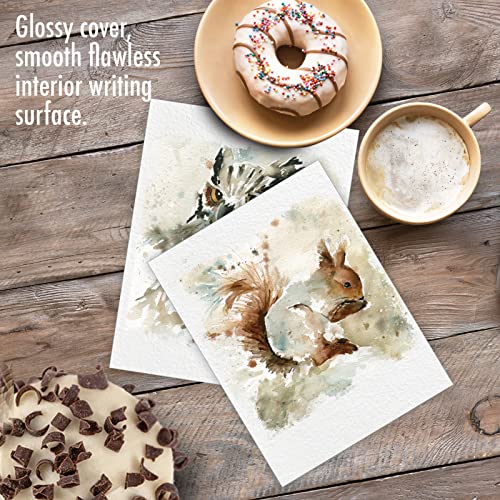 Image of The Best Card Company 10 Assorted Thank You Notes Box Set 4 x 5.12 Inch with Envelopes (10 Designs, 1 Each) Watercolor Wildlife M6629TYG