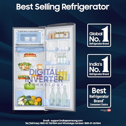 Image of Samsung 223 L, 3 Star Inverter Direct-Cool Single Door Refrigerator (RR24C2723S8 /NL, Silver, Elegant Inox)