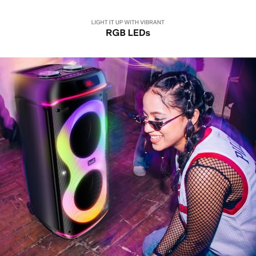 Image of boAt 2026 Launch PartyPal 390 Plus, Karaoke Auto-Tuner, 160W Output, 1 UHF Wireless Microphone, Vibrant RGB LEDs, Hearables App Support, TWS Mode, Guitar Input Port, Multi-Compatibility (Onyx Black)