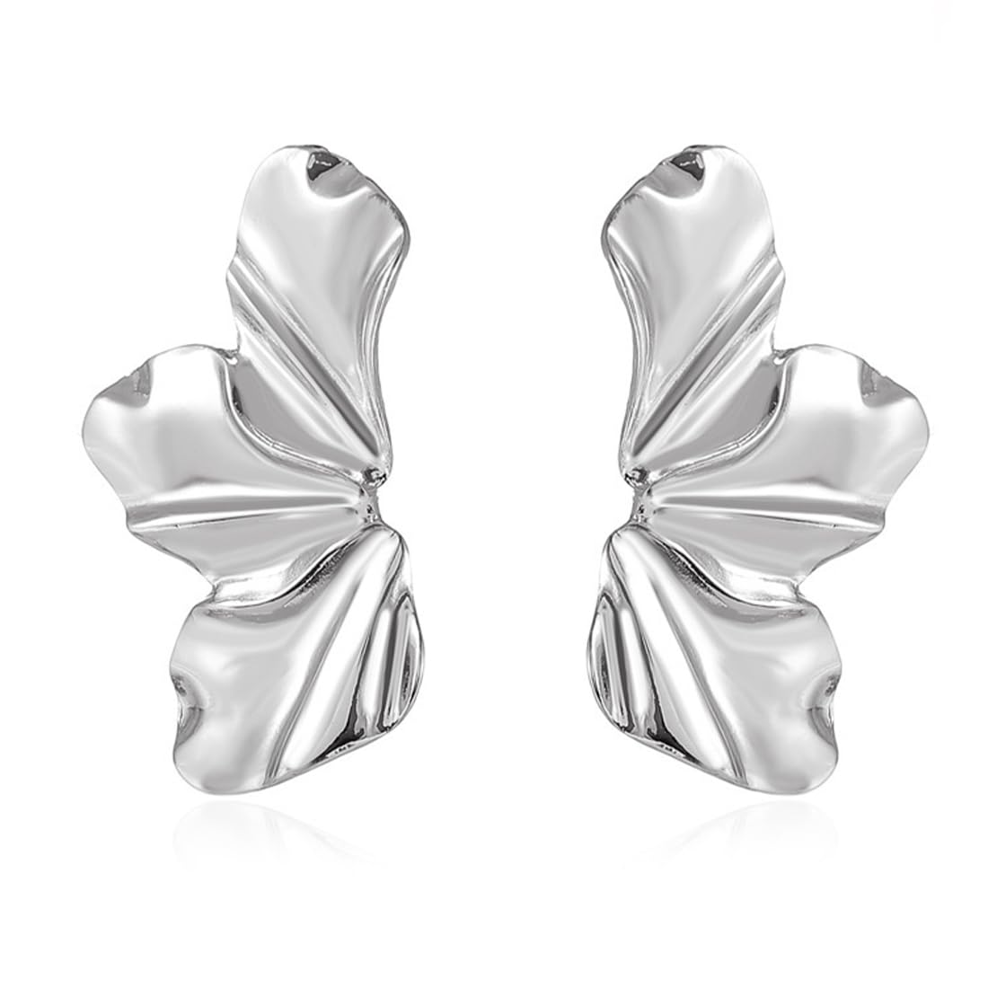 Orecchini Asimmetrici Alla Moda, Gioielleria Regalo per Mamma Moglie Figlia, A Fiore Opaco retrò,Petali Irregolari(argento)