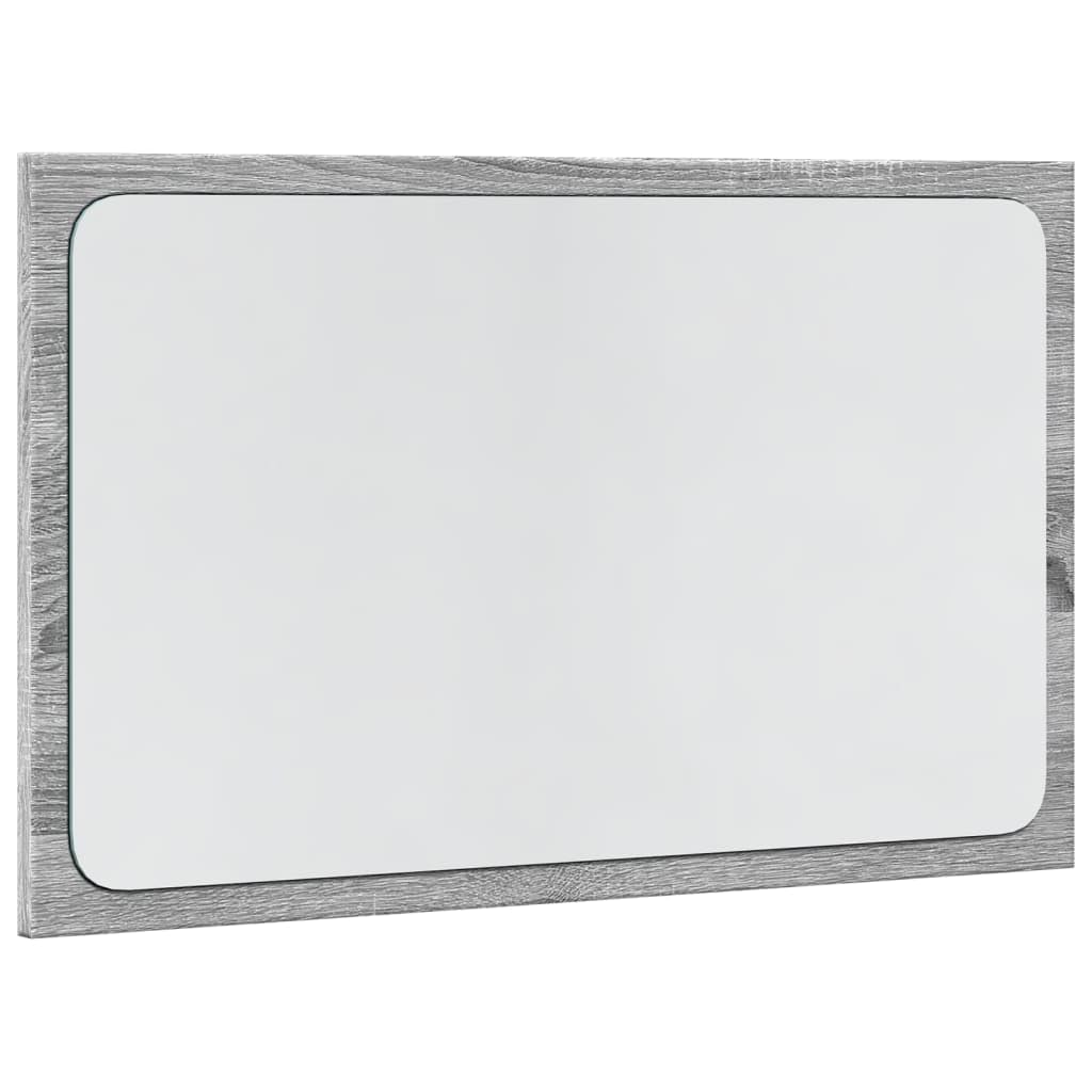 Lustro łazienkowe Sonoma szare z materiału drewnopochodnego, 60 x 8,5 x 38 cm, z oświetleniem LED, przyłączem USB, wiszące do łazienki, mebli łazienkowych, umywalki, miejsca do przechowywania