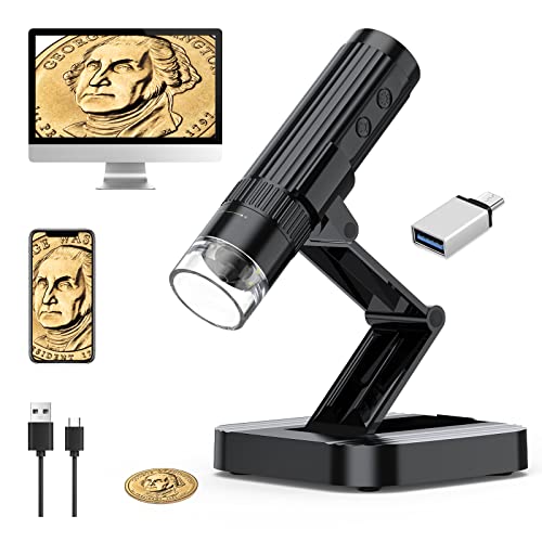 Wireless Digital Microscope 50X-1000X Magnification Wifi Usb Handheld Portable Mini Microscope Camera Coin Magnifier With 8 Adjustable Led Lights For Iphone Ipad/Android Phone/Tablet/Windows Mac Pc… #TOP22