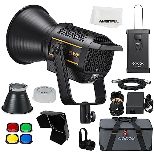 Godox VL150II 165W 5600±200K CRI96+,TLCI 96+ LED Studio Video Light with APP Control, Built-in FX Effects, Outdoor-Indoor Dual-use LED Continuous Light （VL150 Upgrade ）