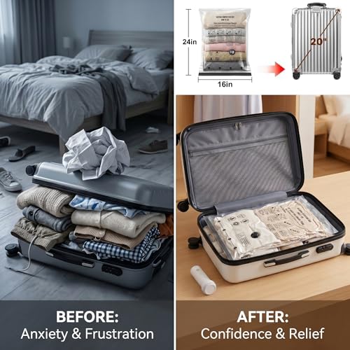 Yobobo Vacuum Seal Bags for Clothing: 80% Compression with Rechargeable Pump - Holds 6 Sum - image 2