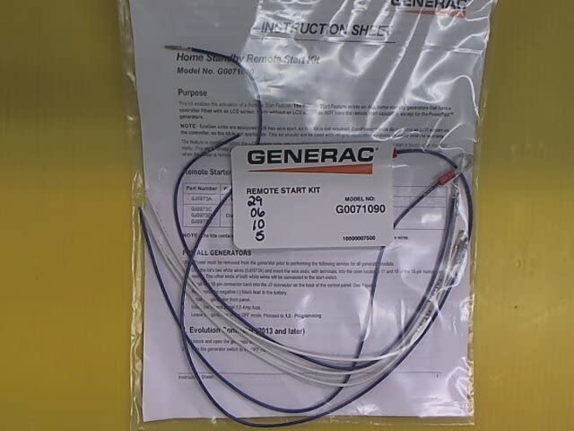 Fits Generac Generators and Engines Part Number 7109 / G0071090 Two Wire Start Kit
