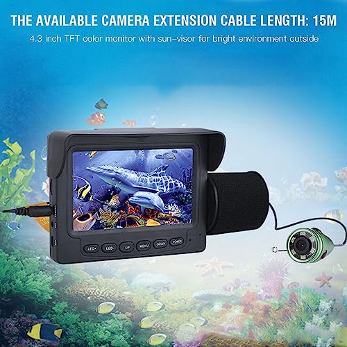 Otufan Fish Finder, kit de pesca de câmera de vídeo HD colorido subaquático com 4,3 polegadas (F008G
