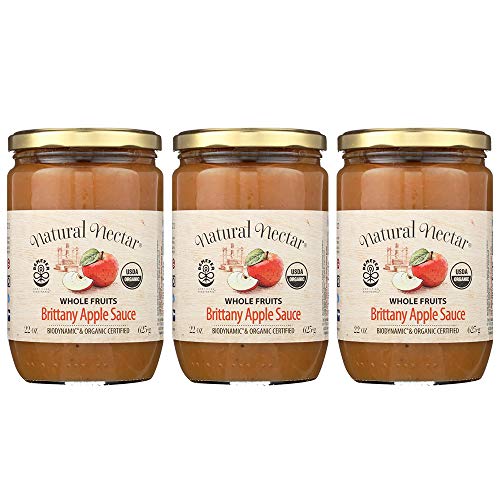 Natural Nectar Brittany Apple Sauce Biodynamic USDA Organic, 22 oz (3 Pack)