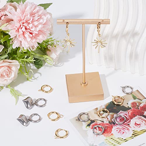 SUNNYCLUE 1 Box 12Pcs Huggie Hoop Leverbacks 18mm Leverback Earring Findings Real 24K Gold Plated Stainless Steel Lever Back Earring Hooks Round Hinged Hoops Earrings Hook for Jewellery Making Craft - Image 4