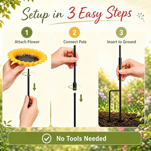 MIXXIDEA Sunflower Bird Bath&Birdfeeder for Small Birds Outdoors Mtal Flower Bird Bath Bowl Stick into Ground Cute Tray Feeders for Outdoor Garden Decoration for Bird Lovers by MIXXIDEA - Used condition - Image 7