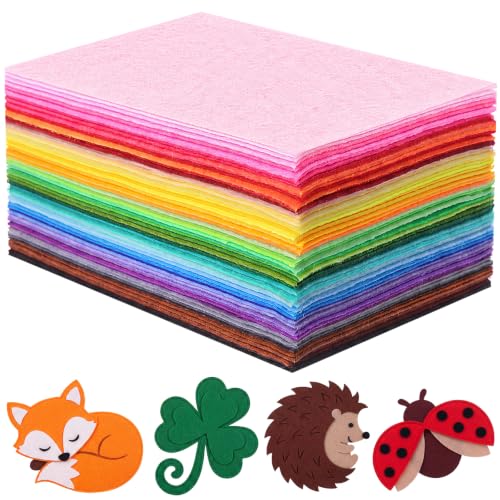 Image of Reginary 120 Pcs 12 x 8 Inch Felt Sheets Bulk for Craft 60 Assorted Color Felt Fabric Squares Stiff Paper for Wedding Graduation Festival Holiday DIY Craft Sewing Patchwork (Bright)