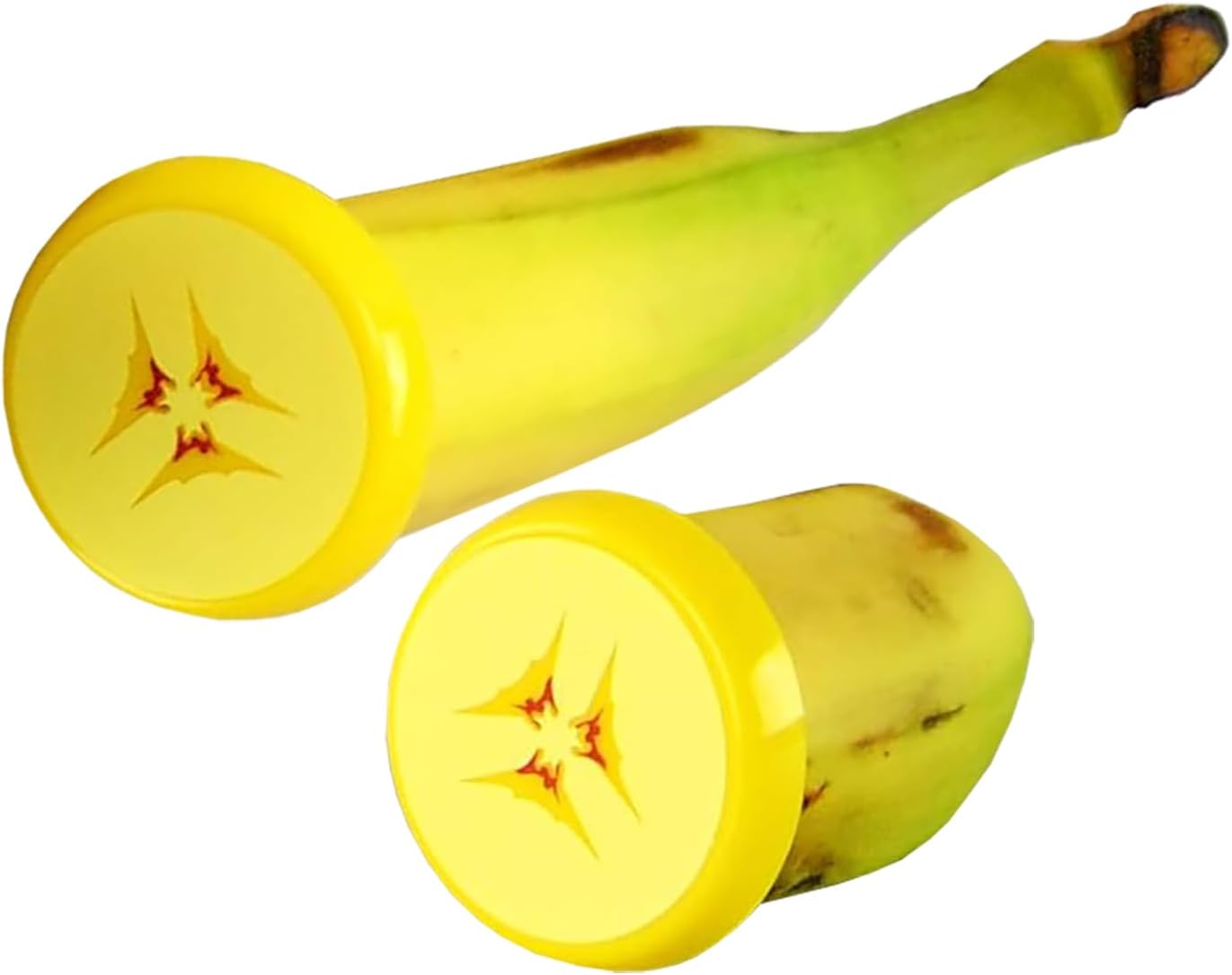 Home-XHome-X Set of 2 Banana Saver Cap - Cute, Portable, BPA-Free Banana Cap to Keep Bananas Fresh - Reusable Produce Keeper Fruit Protector Banana Cover - 2” D x 1” H, Yellow
