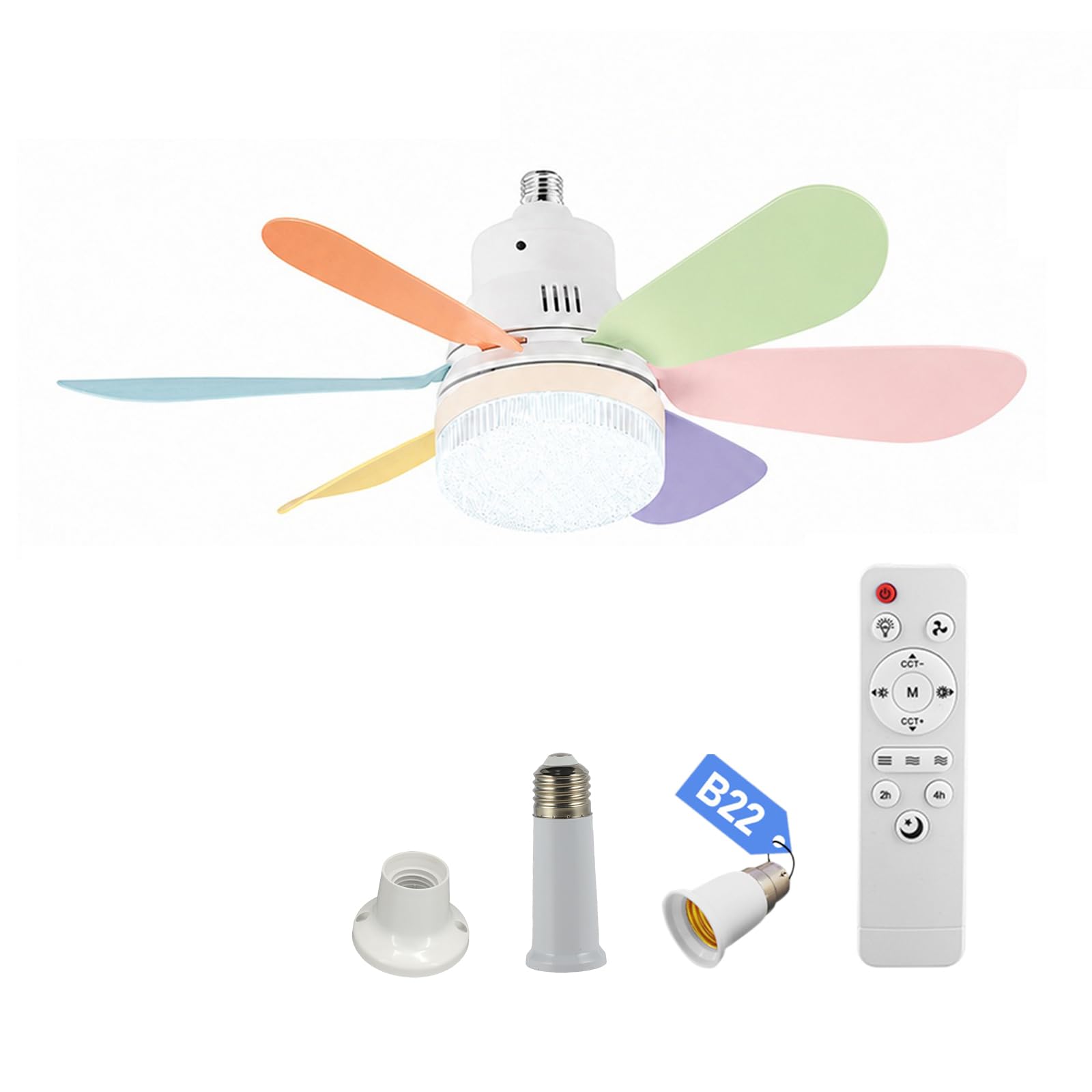 Small Ceiling Fan with Light and Remote, 40W 200 to 2000LM LED Breeze Fan Light, 3 Colour Temperature Adjustable for Living Room Study Home Household Use