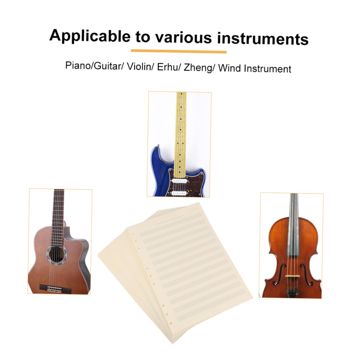 Feuilles Recharge Rangs 100 pour Partitions de Musicales Cahier 12