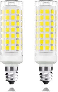 SSXBF E11 7W Mini Candelabra Base Led Bulb,Dimmable Daylight White 6000K, T4 Mini Candelabra Base, JDE11 120V 75W for Ceiling Fans, Chandeliers, Cabinet Lighting, Pack of 2
