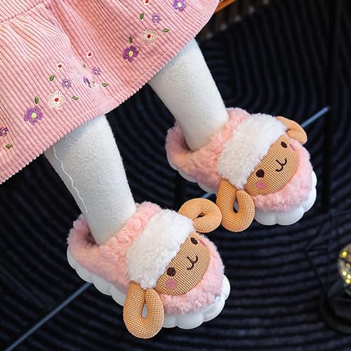 Toddler Kids Cartoon Cute Sheep Plush House Slippers Boys Girls Indoor Home Warm Anti Slip Close Toe Slippers4