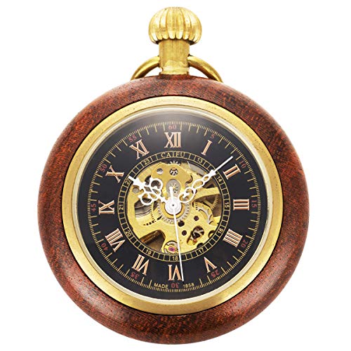 ManChDa Mechanical Pocket Watch for Men Vintage Pocket Watch with Chain Skeleton Pocket Watches