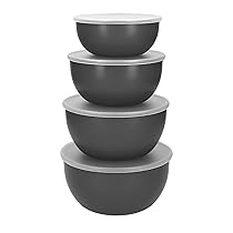 KitchenAid Set di ciotole per la preparazione dei pasti 4pc con coperchi – Grigio antracite