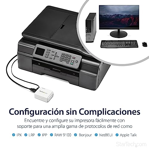 Servidor de impresión inalámbrico StarTech.com para conectar impresoras USB a WiFi 4