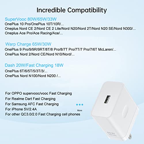 Sgqgs WC-VW80 80W For Oneplus 12 12R 11 10 Pro Charger Supervooc Warp Charger Wall 65W thumb #5