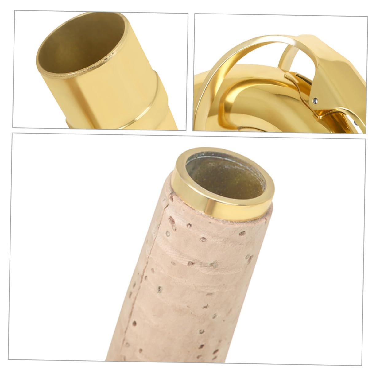 Collo Sax Tenore Curvo in Ottone con Sughero, Set 1 Pezzo | Sassofono, Finitura Oro, Resistenza alla Deformazione e Alta Durezza, Posizione di Esecuzione Comoda