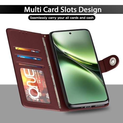 Image of Pikkme Flip Cover Leather Finish | Inside TPU with Card Pockets | Wallet Stand and Shock Proof | Complete Protection Button Flip Case for Vivo X200 5G(Brown)