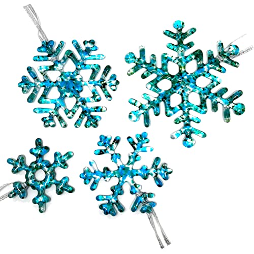 studioTica The Aiden Glass Snowflake Set of 4 Handmade Glass Christmas